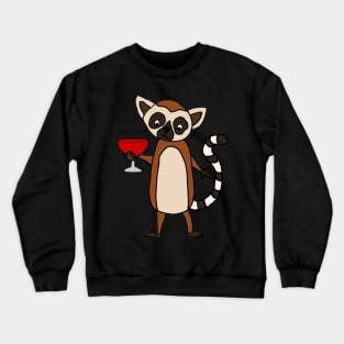 Smiledrinka Lemur Drinking Wine Crewneck Sweatshirt